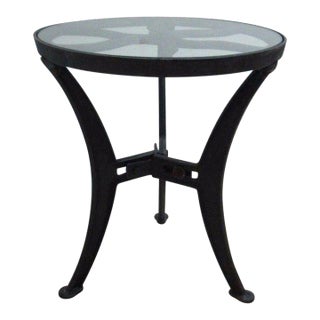 Vintage Industrial Reclaimed Cast Iron Pulley Wheel End Table Pedestal B For Sale