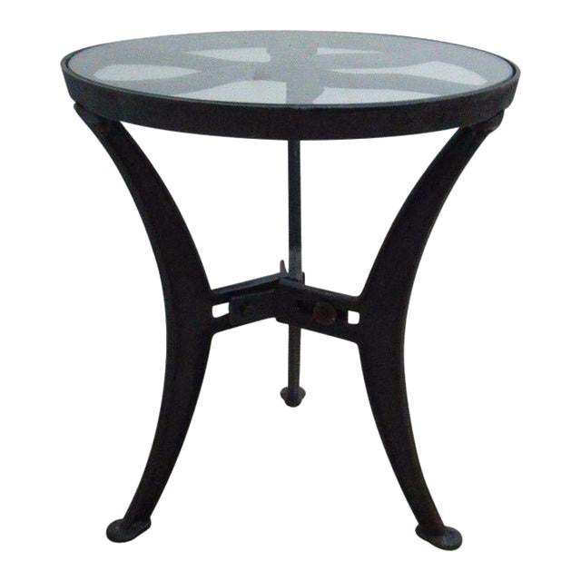 Vintage Industrial Reclaimed Cast Iron Pulley Wheel End Table Pedestal B For Sale