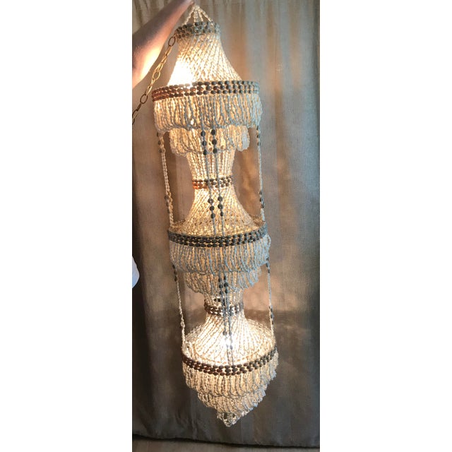 Three Tier Beaded Shell Chandelier 3 Light Chairish