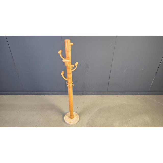 Stone Vintage Travertine and Ash Wood Coat Rack by Ettore Sottsass, 1980s For Sale - Image 7 of 10