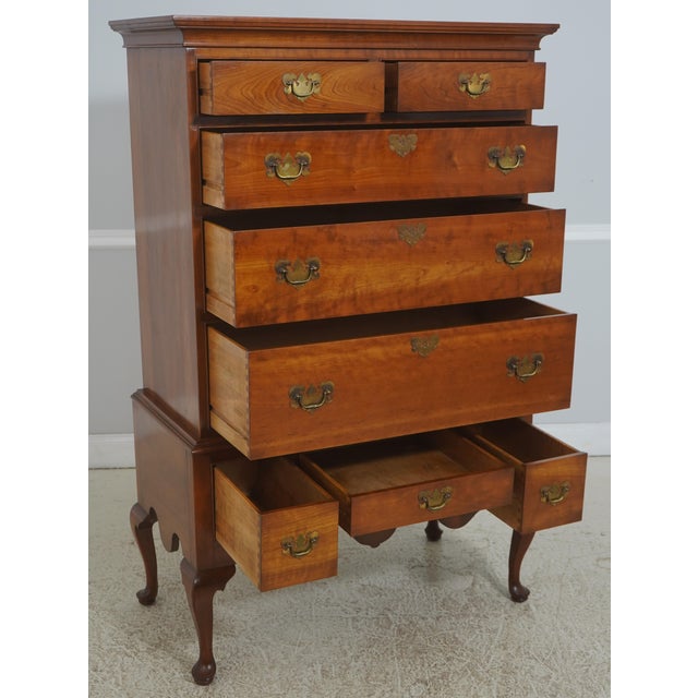 Queen Anne Stickley Queen Anne Cherry Flat Top Highboy For Sale - Image 3 of 18