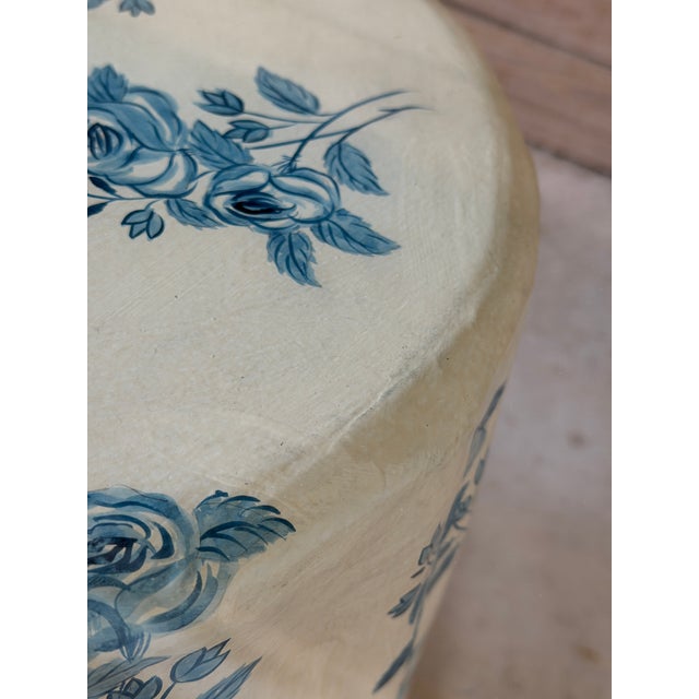 Trompe-L’Œil Hand-Painted Skirted Side Table by Strata Group, “Scandinavian Bouquet,” 1992 For Sale - Image 9 of 12