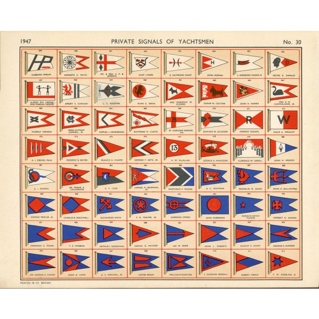 Original Lloyd's Register of Yachts "Private Signals of Yachtsmen" Reference Pages – Set of 4 – Year 1947 Group G For Sale - Image 4 of 5