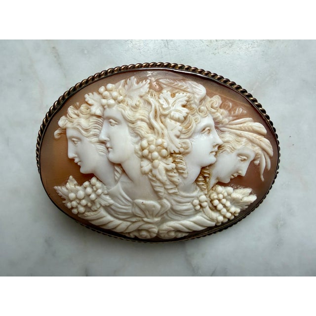 1920s Antique Cameo Brooch 14k, Italy For Sale - Image 5 of 8