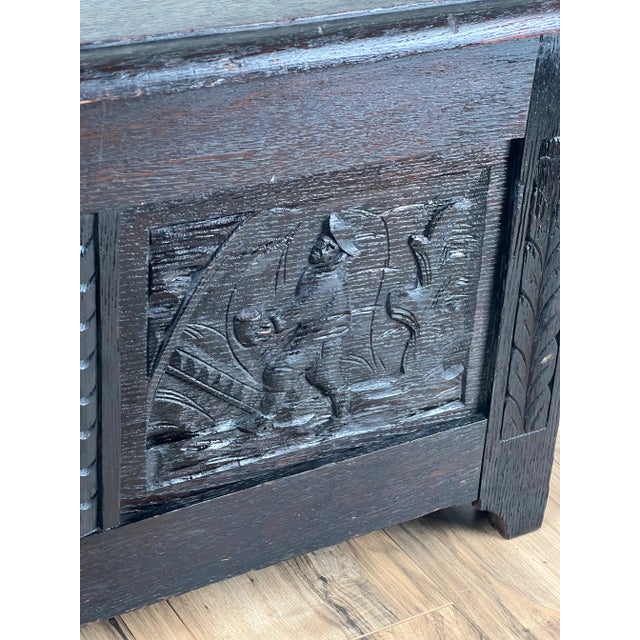 Antique English Oak Jacobean Style Coffer C. Late 19th Century For Sale - Image 10 of 11