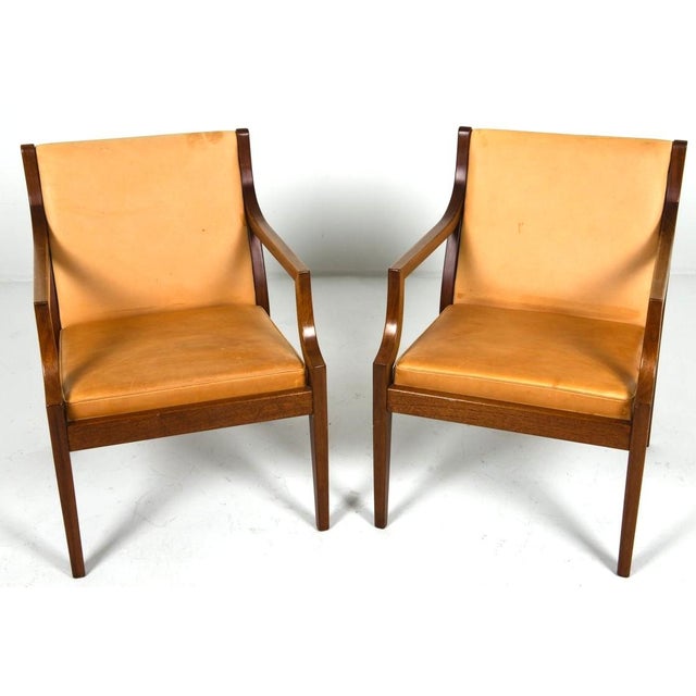 Mid 20th Century Pair Danish Modern Leather Armchairs For Sale - Image 4 of 10