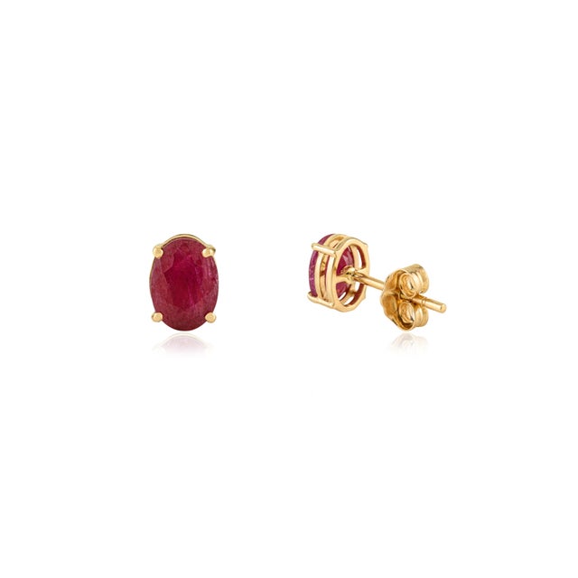 Not Yet Made - Made To Order 14k Solid Gold 1.82 Carat Natural Ruby Soliatire Stud Earrings for Her- A Pair For Sale - Image 5 of 15
