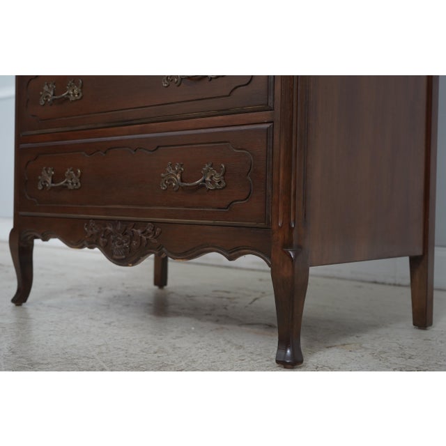 Vintage French Country Walnut Finish High Chest For Sale - Image 14 of 18