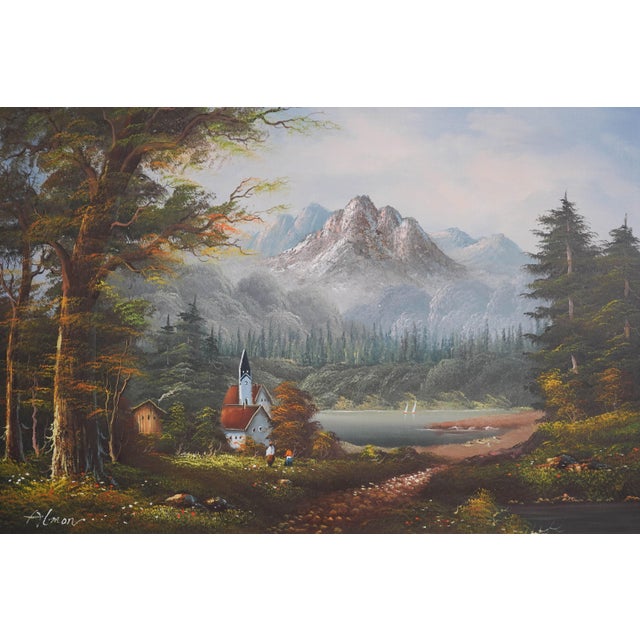 Oil on Canvas Mountain Scene - Artist Signed For Sale - Image 10 of 14