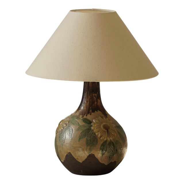 Art Nouveau Danish Organic Ceramic Table Lamp, 1970s For Sale