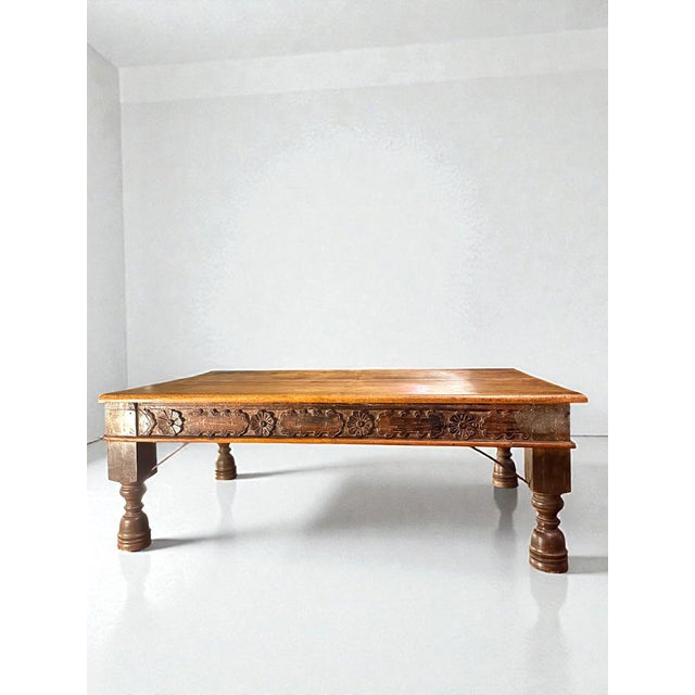 Large 19th-Century Indian Teak Low Table, Rajasthan For Sale - Image 10 of 10