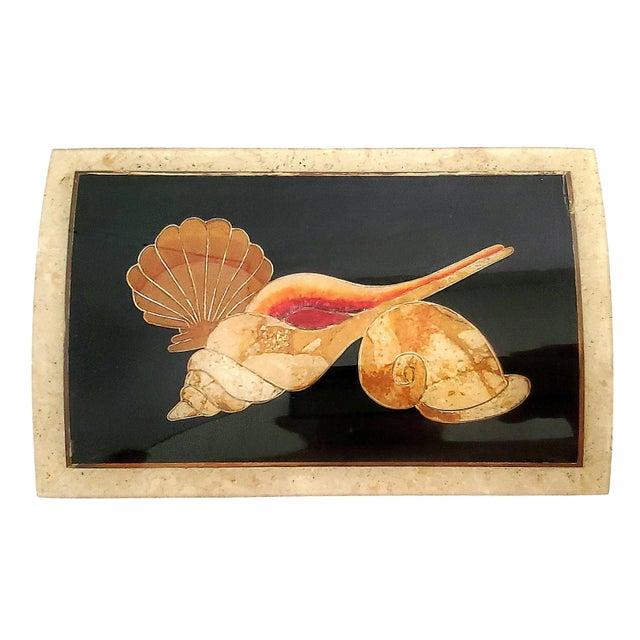 Modern Jewelry Box Seashells Marble Inlay For Sale - Image 3 of 10