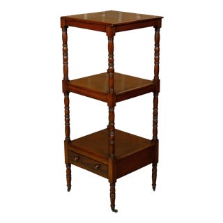 English 19th Century Three-Tiered Étagère with Low Drawer and Turned Supports For Sale