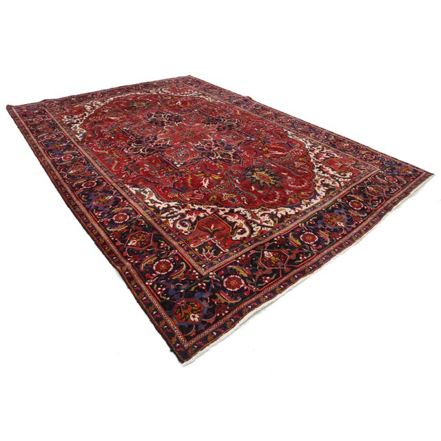 Traditional Red Color Fine Hand Knotted Persian Heriz For Sale - Image 3 of 4