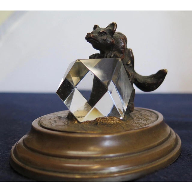 1900 - 1909 Vintage Bronze & Crystal Desk Paperweight For Sale - Image 5 of 12