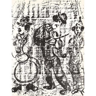 1963 Marc Chagall Original Lithograph Wondering Musicians For Sale