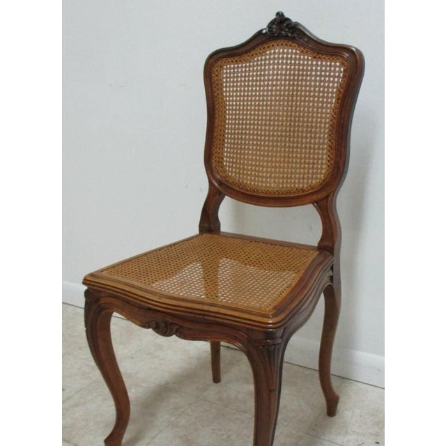 Antique Quality French Country Carved Cane Vanity Armchair Petite For Sale - Image 4 of 11