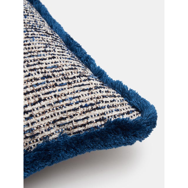 Bouclé and fringe cushion, handcrafted in Como. Sold with internal padding. The lining is removable.