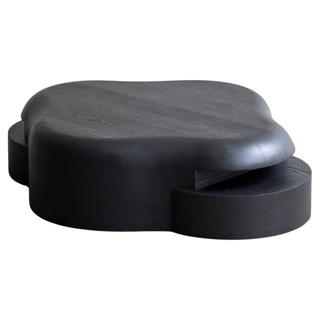 Wood Burned and Black Stained Oak Lahmu Coffee Table by Sizar Alexis For Sale - Image 7 of 7