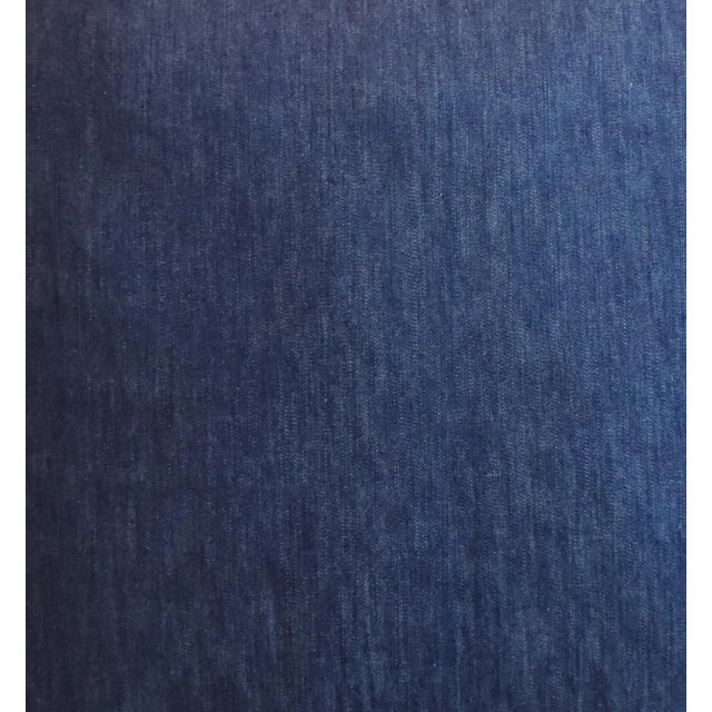Blue Denim Cotton Fabric Feather/Down Pillow 22” Square For Sale - Image 4 of 8