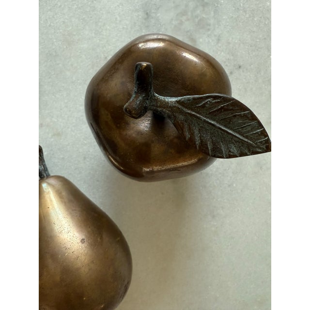 Mid 20th Century Vintage Mid Century Apple and Pear Bronze Sculptures For Sale - Image 5 of 9