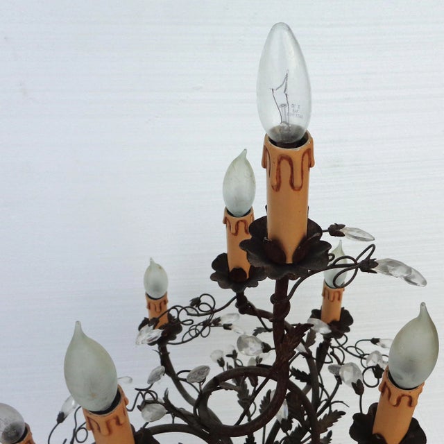 French Louis XVI Style Gilt & Crystal Candelabra Table Lamp For Sale - Image 4 of 10