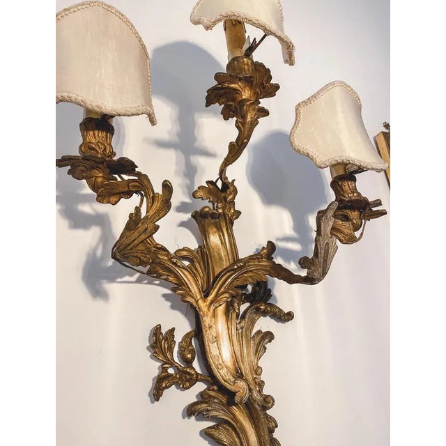Louis XV Style Gilded Bronze Wall Lights, 19th Century For Sale - Image 10 of 11