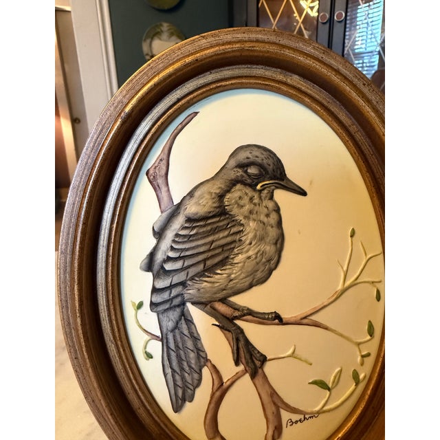 Mid-Century Modern 1950s Boehm Porcelain Fledgling Wall Art Bas-Relief Oval Frame For Sale - Image 3 of 9