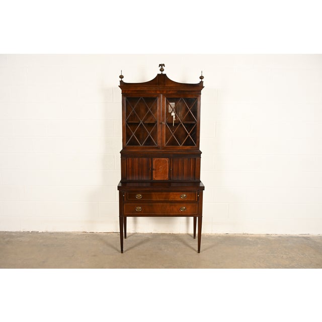 An exceptional Federal or Hepplewhite style secretary desk with bookcase hutch By Imperial Furniture Co. USA, Circa 1940s...