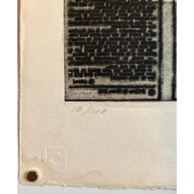 Zvi Milshtein, Portrait of Woman on Typeface French Jewish Surrealist Aquatint Etching Judaica, c.1960s For Sale In Miami - Image 6 of 7