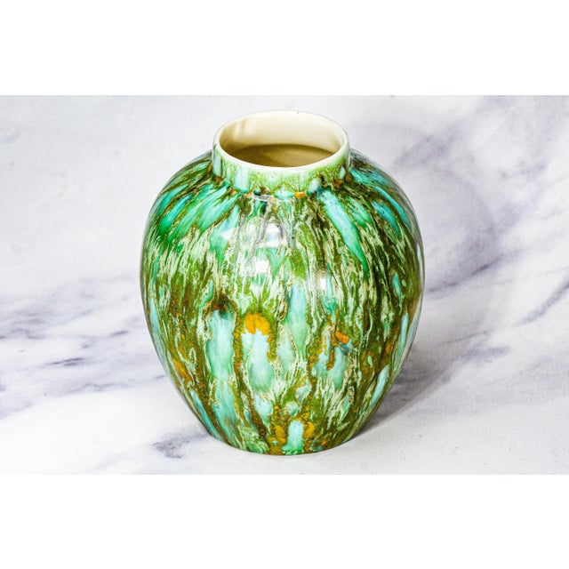 Groovy Mid Century Modern MCM Unique Drip Glazed Vintage Decorative Green Vase Home Decor Studio Pottery For Sale - Image 11 of 15