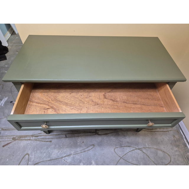 Green Timeless Vintage Sage Three-Drawer Dresser With Warm Gold Hardware For Sale - Image 8 of 11