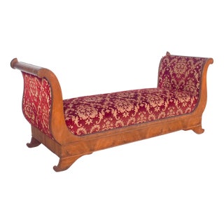 Empire French Canape Upholstered in Red Fabric For Sale