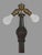 Early 20th Century Early 20th Century Mission Arts & Crafts Style Metal Framed Slag Glass Floor Lamp Carved Wood Base For Sale - Image 5 of 10