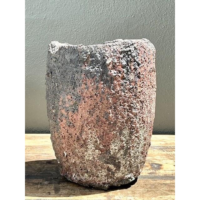 Mid-Century Modern Vintage Patinated Lava Glaze Planter For Sale - Image 3 of 12