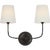 Vendome 16" Cordless Double Sconce in Bronze with Linen Shades Designer: Thomas O'Brien Finish: Bronze Height: 16.25"...