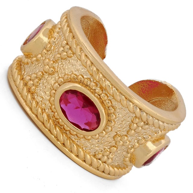 Early 21st Century Queen Cleopatra Ruby Energy Cuff Adjustable Ring, Size 4 For Sale - Image 5 of 10