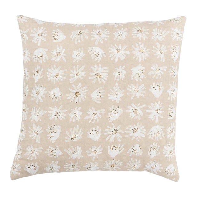 Schumacher X Caroline Z Hurley Meadow Rock 20" Pillow in Natural For Sale