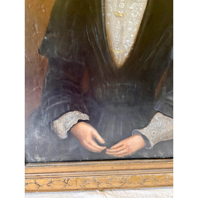 Late 19th Century French Oil on Canvas Portrait of a Woman For Sale - Image 6 of 12