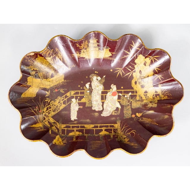 Antique French Chinoiserie Papier Mache Tray Lobed Bowl For Sale In Houston - Image 6 of 6