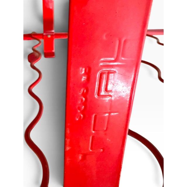 Vintage 1980s Herby 50-Bottle Red Metal Wine Rack, Habitat For Sale In Portland, ME - Image 6 of 6