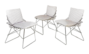 Italian Modern Chromed Metal & Cotton Sof Sof Chairs attributed to Enzo Mari for Driade, 1980s, Set of 3
