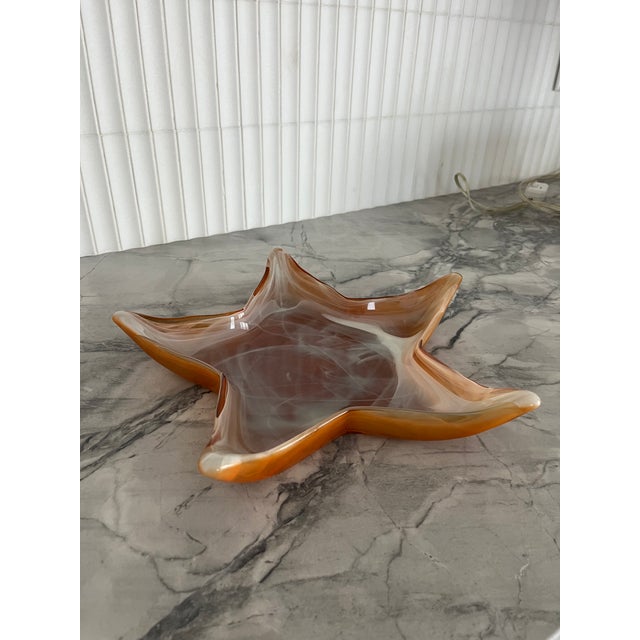 Orange Large Starfish Art Glass Tray For Sale - Image 8 of 11