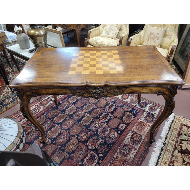 1980s French Carved Desk & Game Table For Sale In Philadelphia - Image 6 of 12