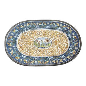 1950s Porcelain and Metal Mounted Oval Dish