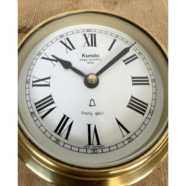 Vintage German Brass Ships Clock from Kundo, 1970s For Sale - Image 9 of 16