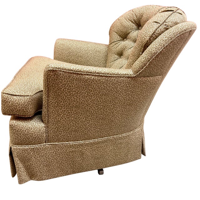 1970s 1970s Hollywood Regency Leopard Print Tufted Swivel Rocker Lounge Chair For Sale - Image 5 of 7