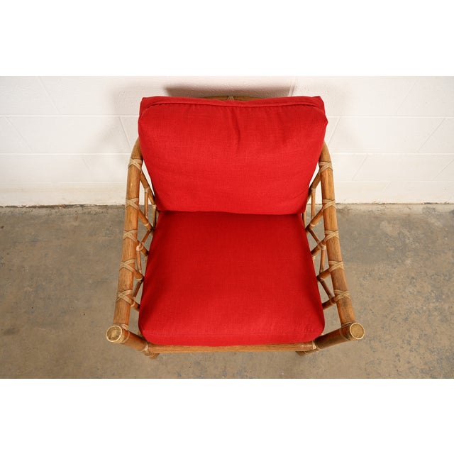 1980s McGuire Mid-Century Hollywood Regency Bamboo Rattan Lounge Chair For Sale - Image 5 of 15