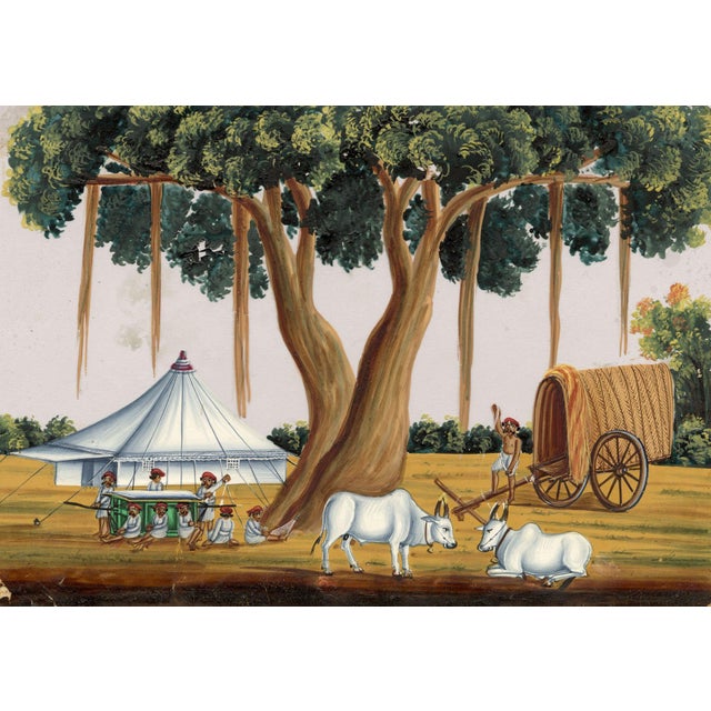 Indian Company School, Tent Pitched Under Banyan Tree, 1800s, Gouache on Paper For Sale - Image 9 of 9