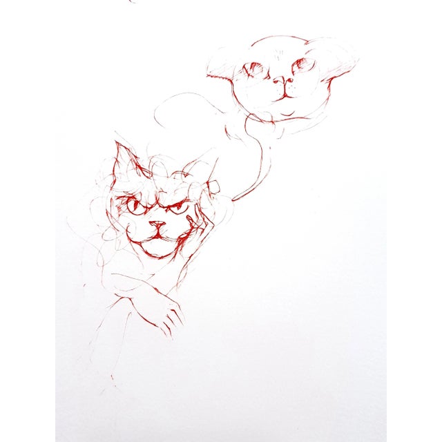 Leonor Fini - Red Cats - Original Etching 1985 For Sale - Image 6 of 10